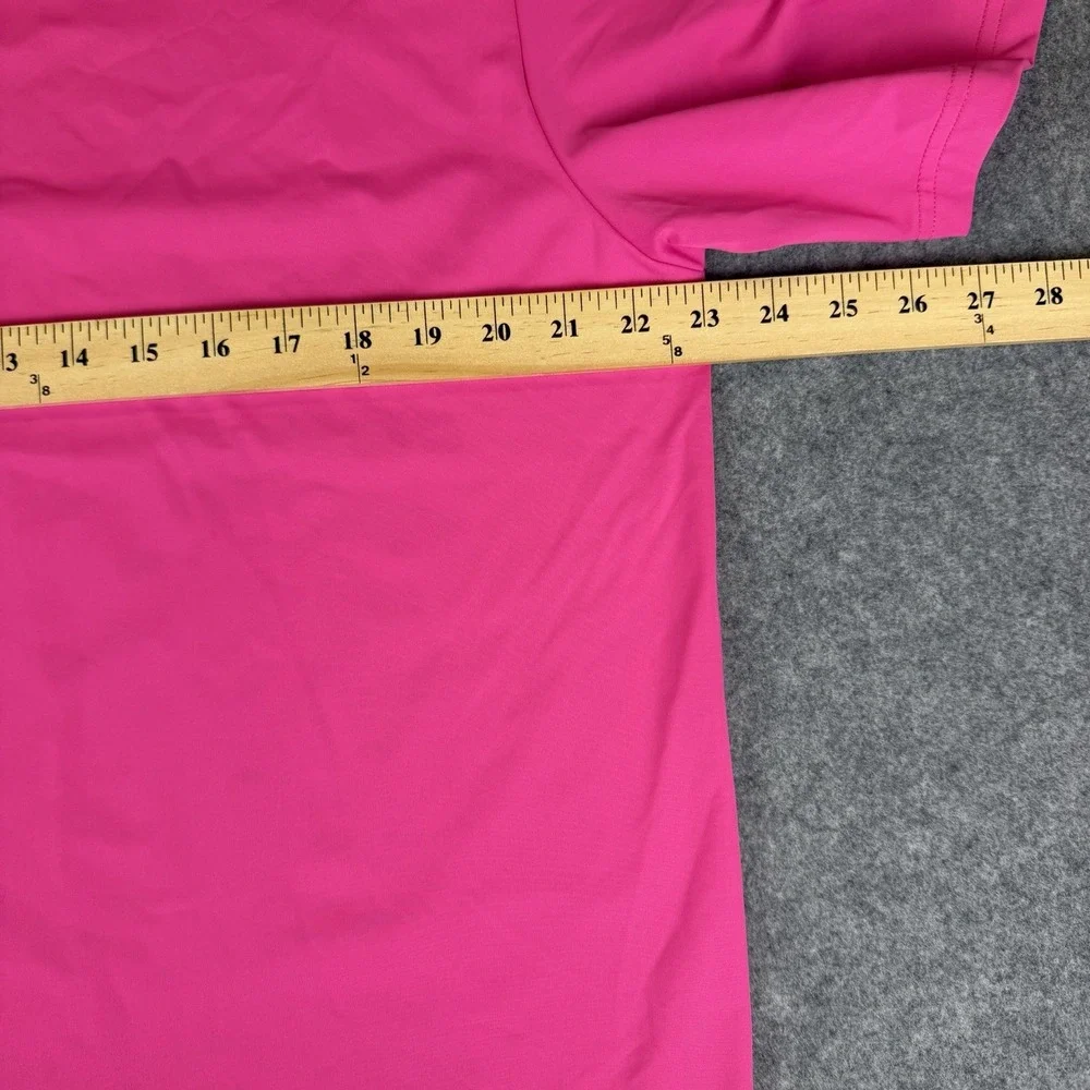 Scales Polo Shirt Mens Large L Hot Pink Tropical Floral Collar Fish Golf Top New